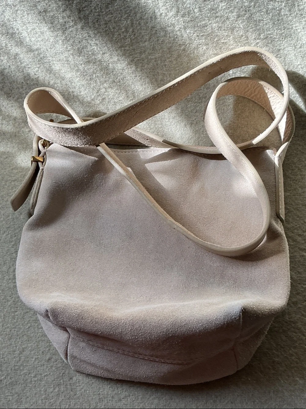 margot Suede Shoulder Bag in Pale Pink